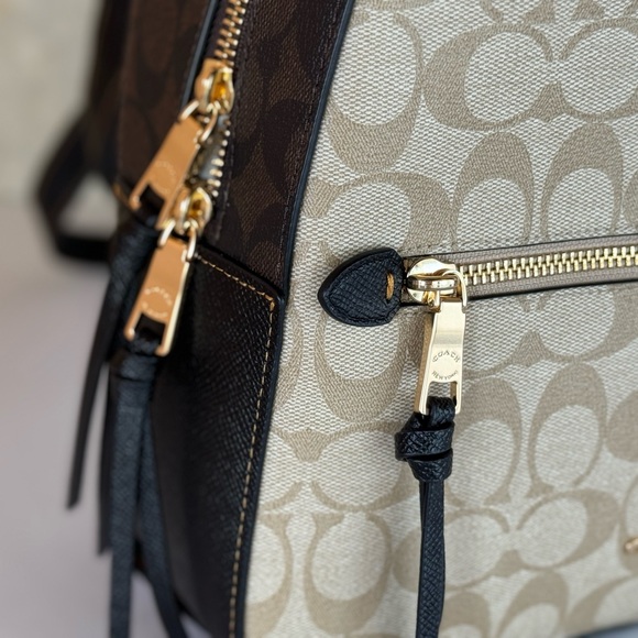 Coach Jordyn Medium Signature Backpack Light Khaki/Brown Multi - Picture 12 of 13